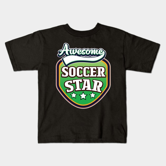 Awesome Soccer Star logo Kids T-Shirt by nickemporium1